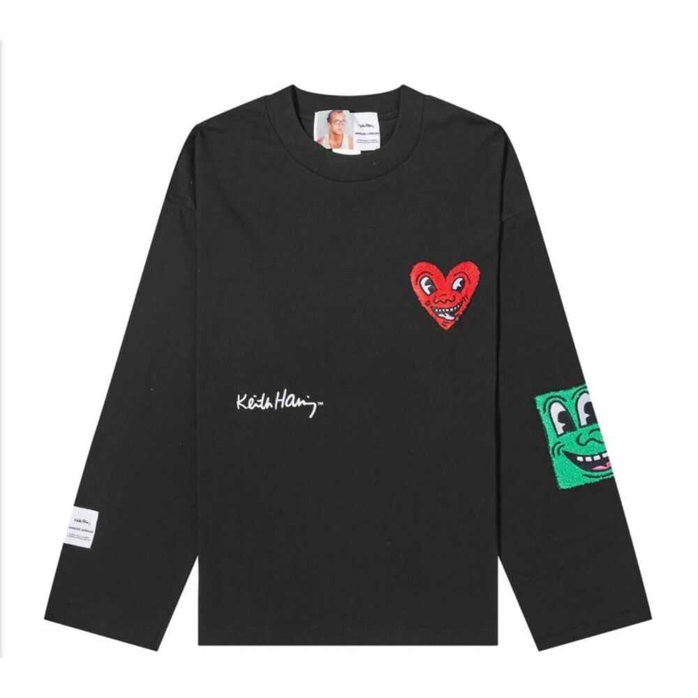 NWT Jungles Jungles x Keith Haring Haring Long Sleeve Chenille T in Black size S
